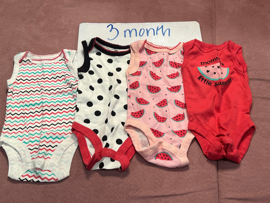 3 month girls sleeveless onesie set (4)