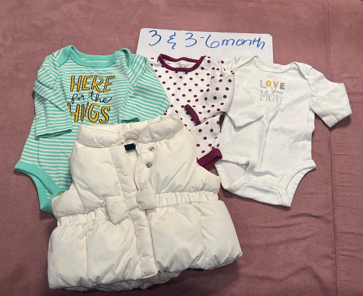 3 and 3-6 month girls layering set (4)