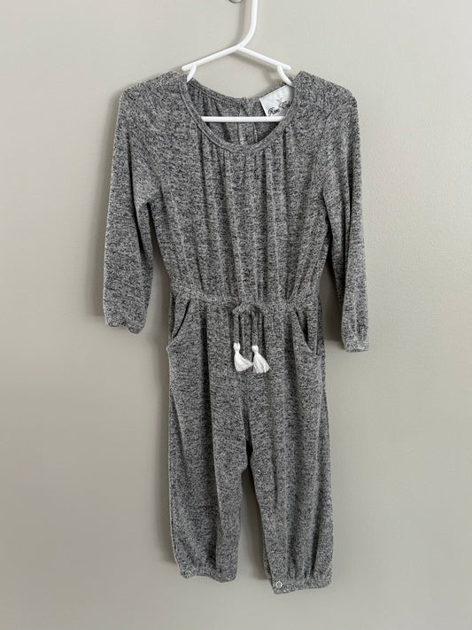 #173-Rare Editions 24m toddler girl gray knit romper