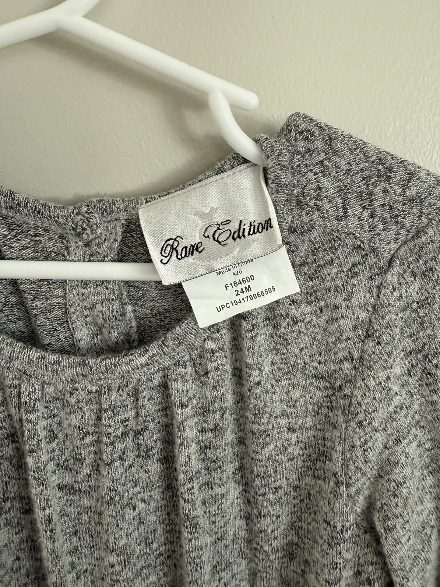 #173-Rare Editions 24m toddler girl gray knit romper