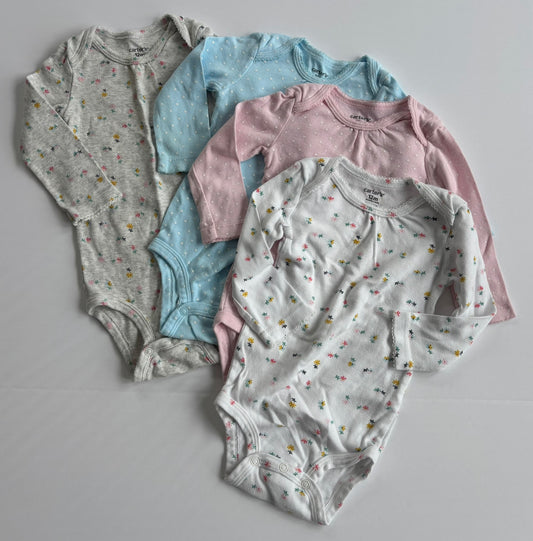 #101 Carter’s Long Sleeve Floral Onesie Pack Size 12 months