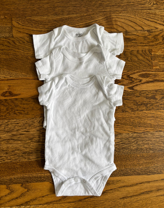 Seller #195 - Bundle of 3 Carter’s White Onesie Bodysuits - Size 3 Months