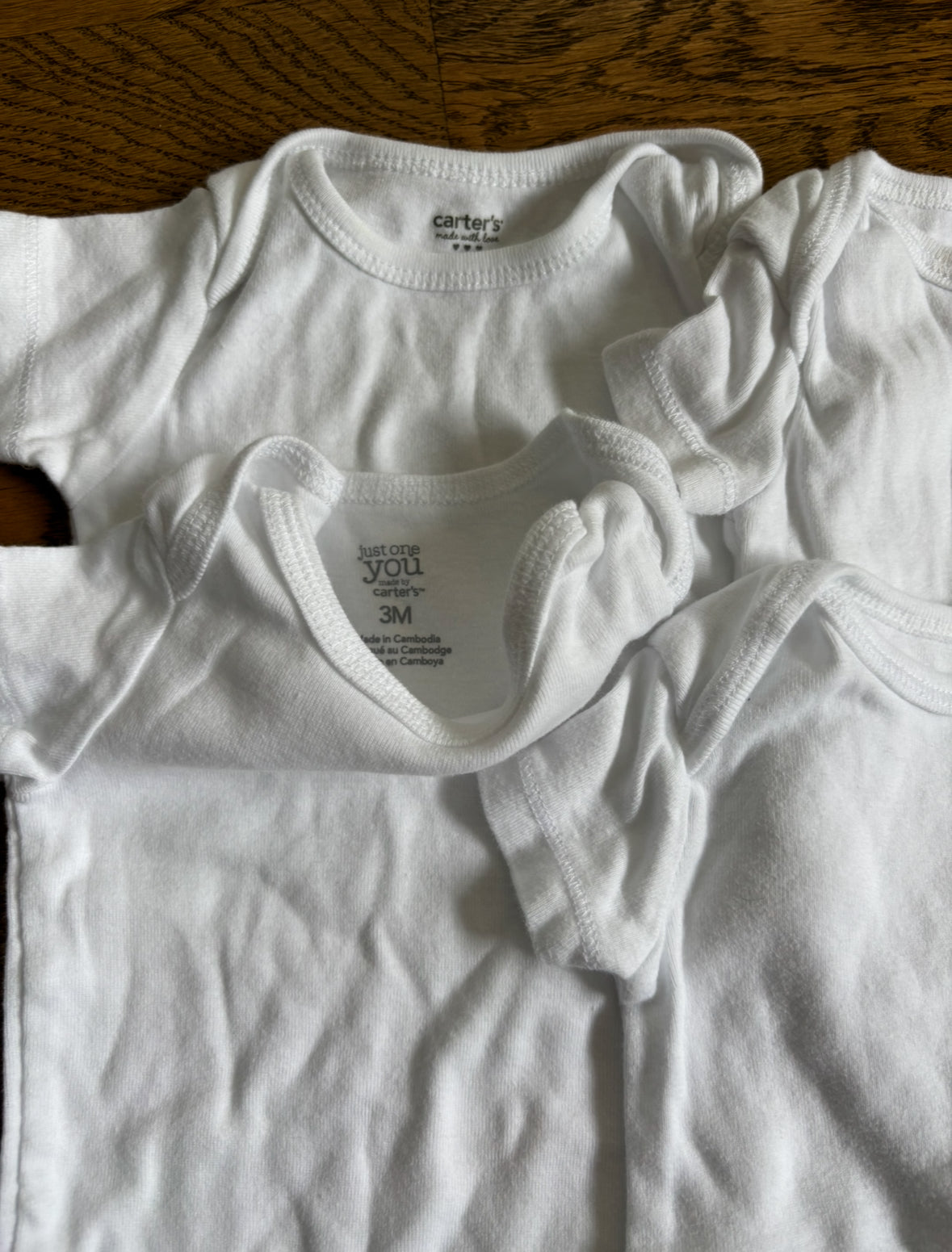 Seller #195 - Bundle of 3 Carter’s White Onesie Bodysuits - Size 3 Months