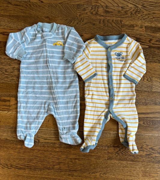 Seller #195 - Bundle of 2 Carter’s Baby Boy Striped Sleepers - Size 3 Months