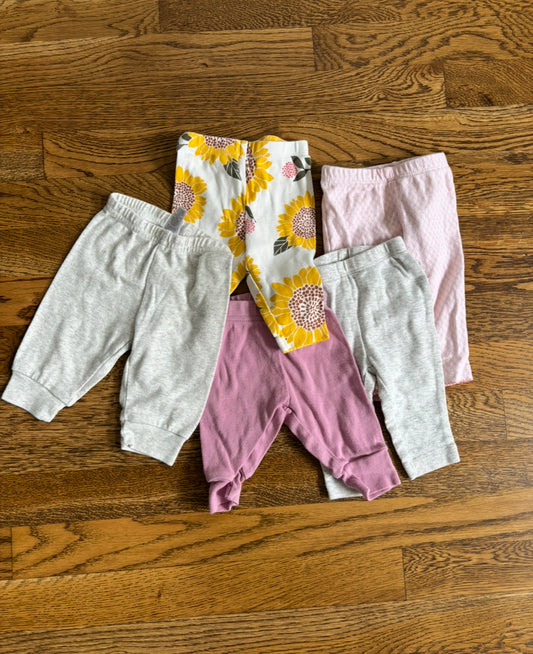 Seller #195 - Bundle of 5 Carter’s Baby Girls Pants - Size 3 Months