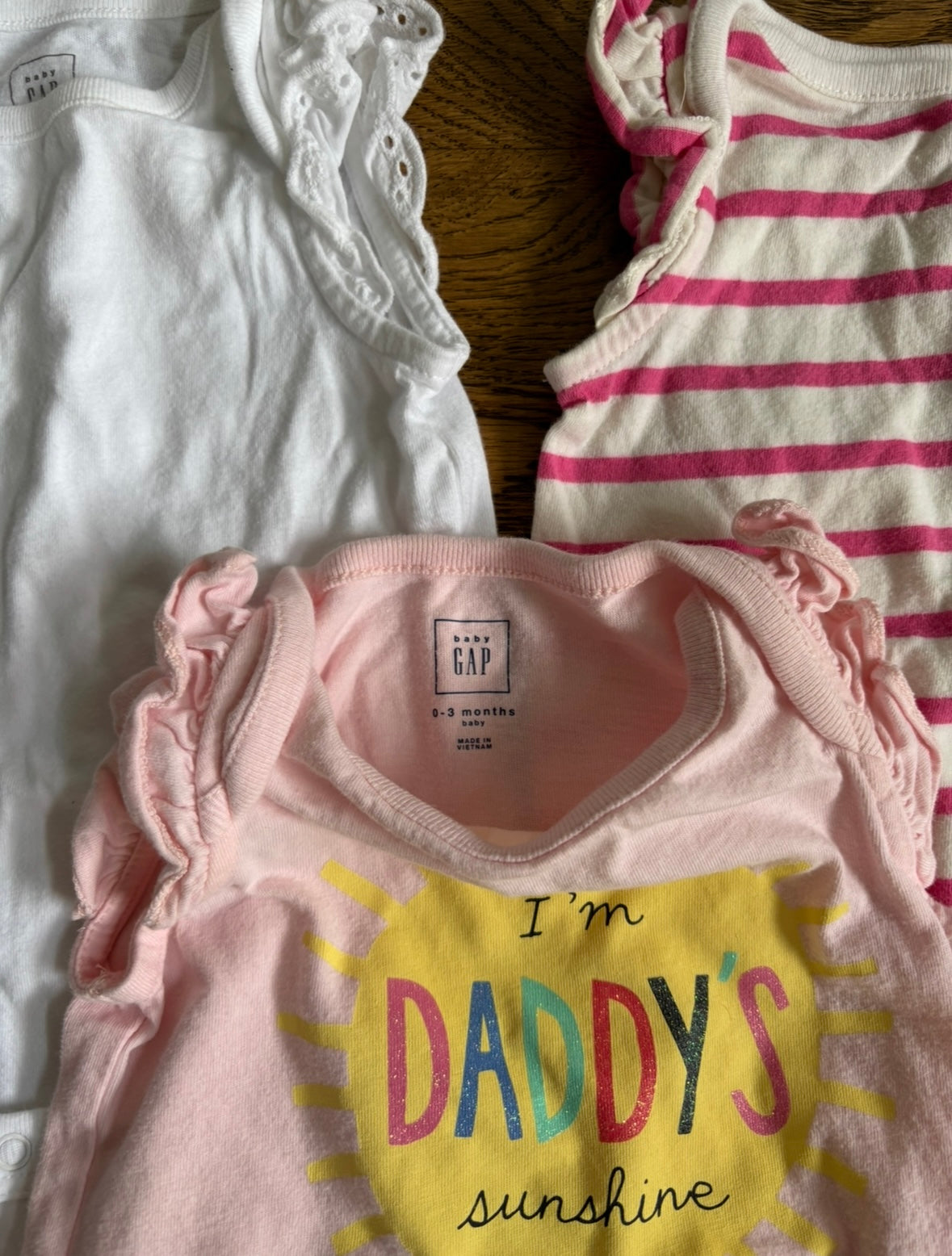 Seller #195 - *REDUCED* Baby Gap Bundle of 3 Girls Bodysuits - Size 0-3 Months