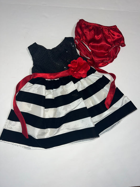 #78 girls 12 months Sweet Heart Rose velvet and sequin dress with matching diaper cover