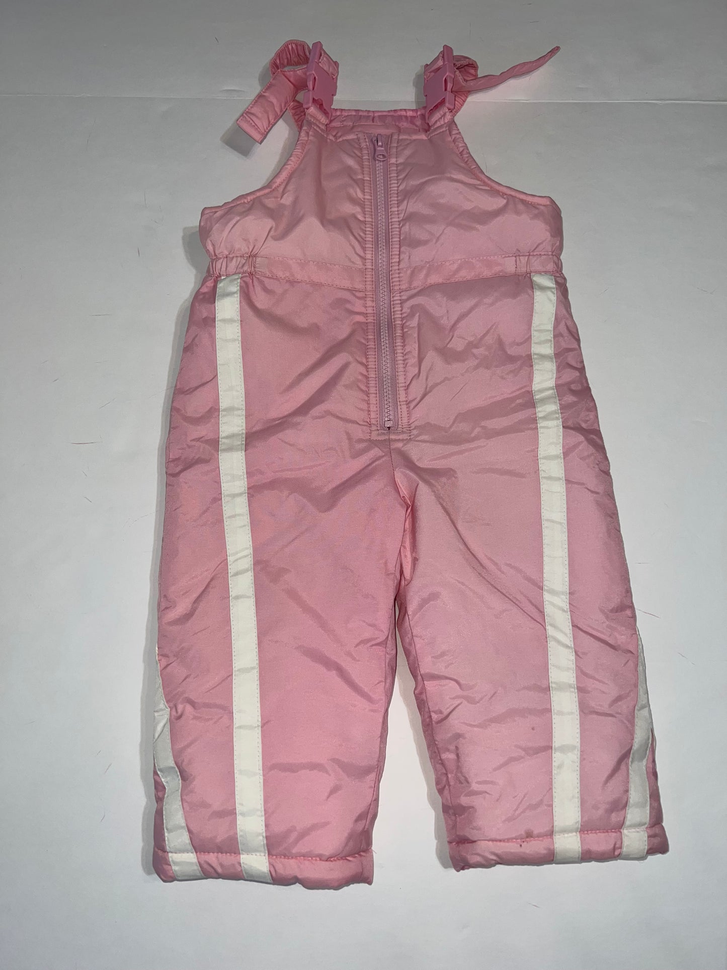 #78 girls 24 months London Fog pink with white stripe snow pants