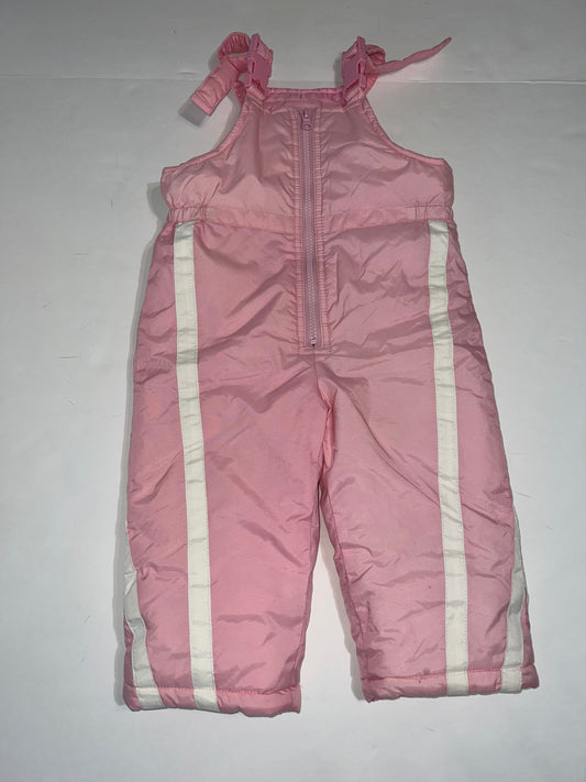 #78 girls 24 months London Fog pink with white stripe snow pants