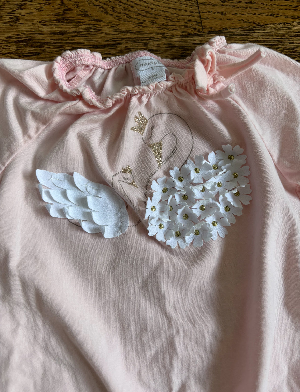 Seller #195 - *REDUCED* Mud Pie Baby Girls Long Sleeve Swan Footie Coverall - Size 3-6 Months