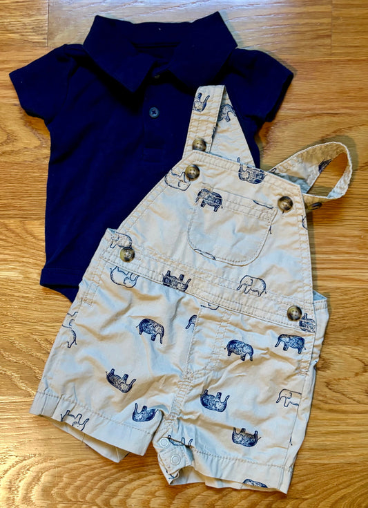 Seller #64 Carter's 3M Elephant Onesie and Short Overalls