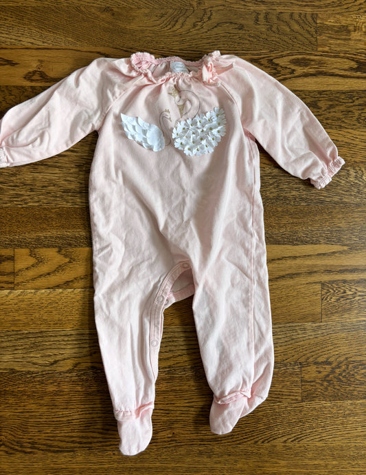 Seller #195 - *REDUCED* Mud Pie Baby Girls Long Sleeve Swan Footie Coverall - Size 3-6 Months