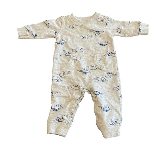 #33 Carter’s Baby Dinosaur Gray Sweatshirt Romper 6 Months