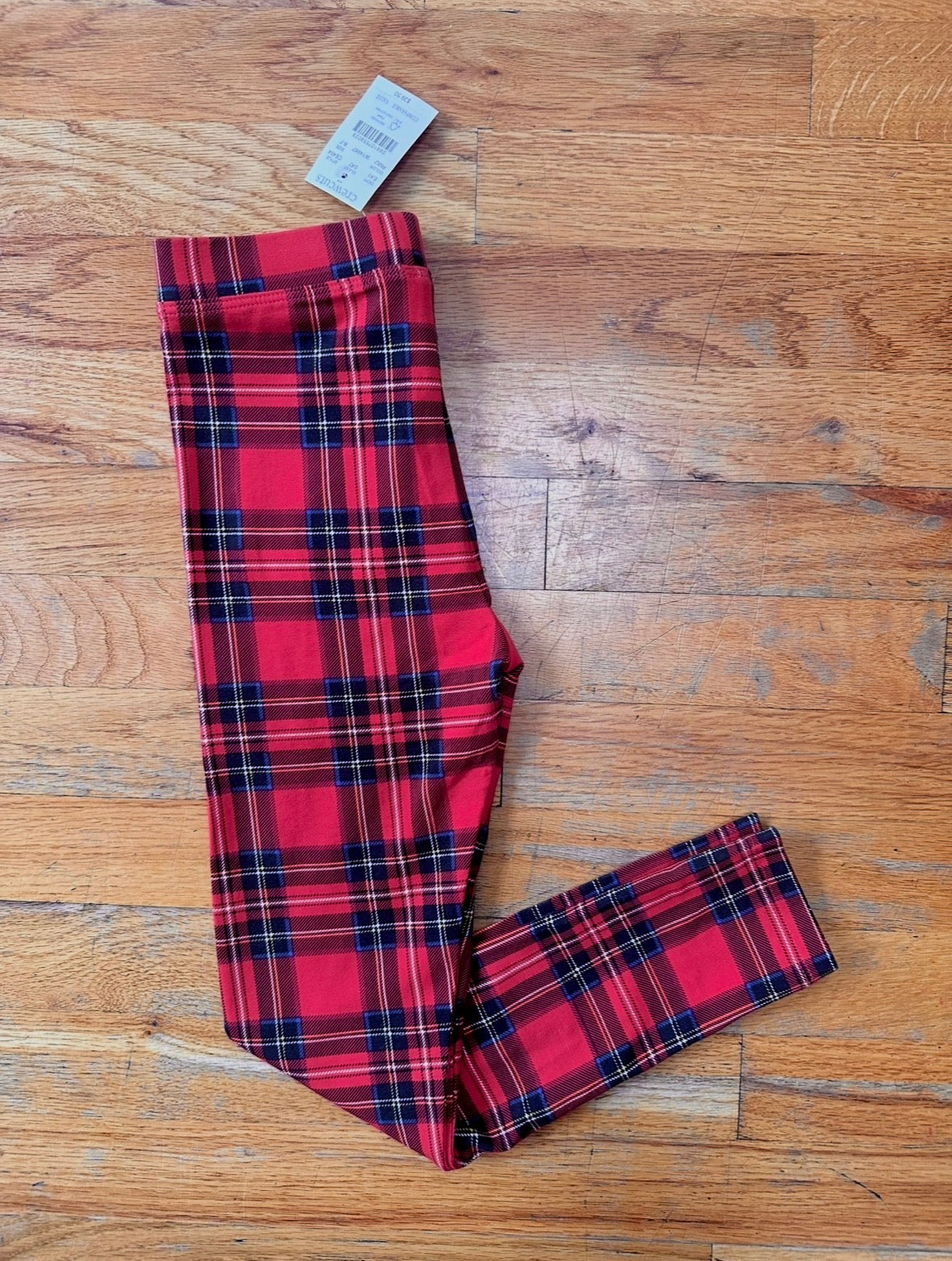 #104 NWT Crewcuts girl 6-7 holiday plaid leggings