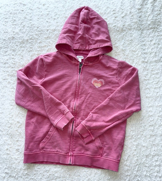 Seller 1A - Gymboree Girl’s Zipper Hoodie Pink with heart appliqué - size L (10-12) - VGUC