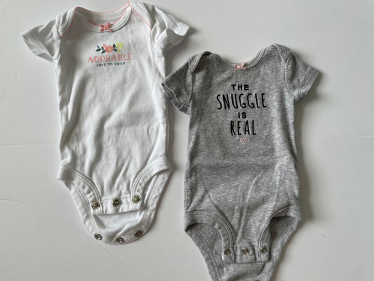 #3 Carters onesies w/ bow 2-pack Girl size NB
