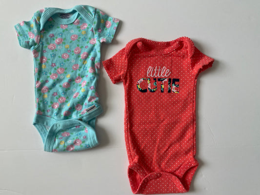 #3 Carters & Gerber floral onesie 2-pack girls size NB