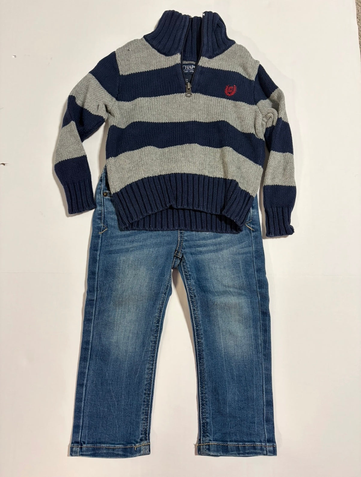 #27 Boys 2T Chaps 1/4 zip sweater + Cat and Jack jeans