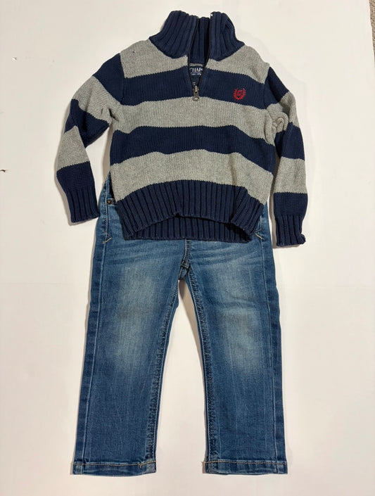 #27 Boys 2T Chaps 1/4 zip sweater + Cat and Jack jeans