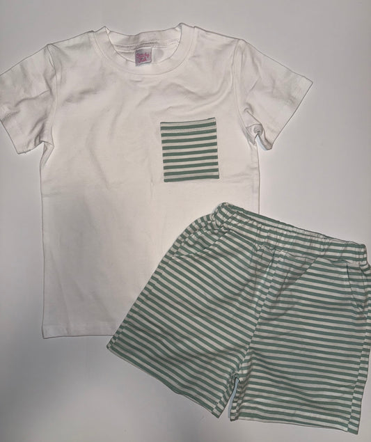 #106: 5T Stitchy Fish Teal/White Set NWOT
