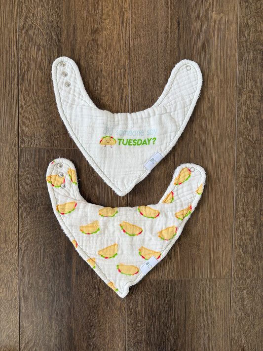 #173-Goosewaddle muslin and Terry cloth bib set