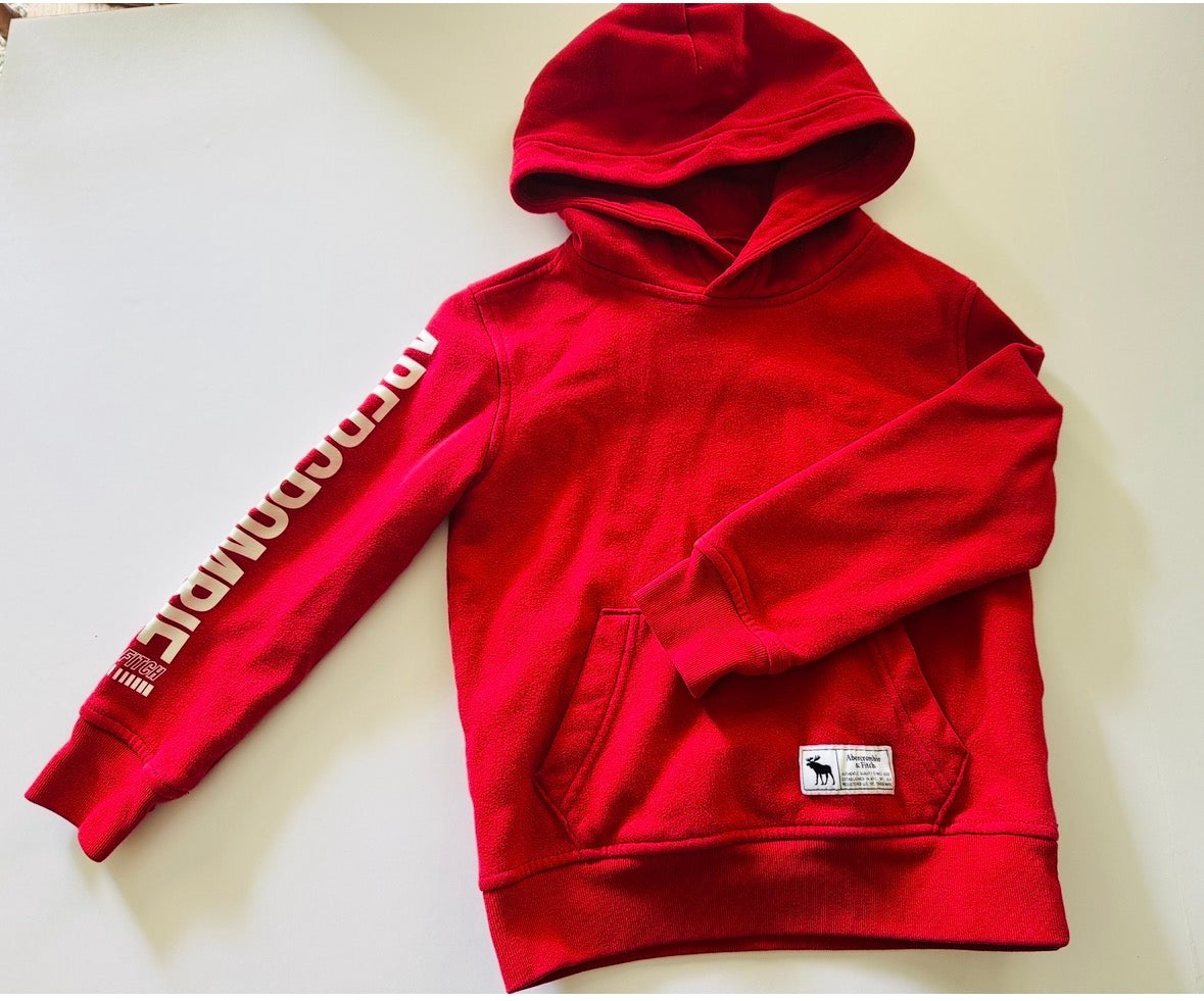 #92 Boys 5/6 red Abercrombie hooded sweatshirt