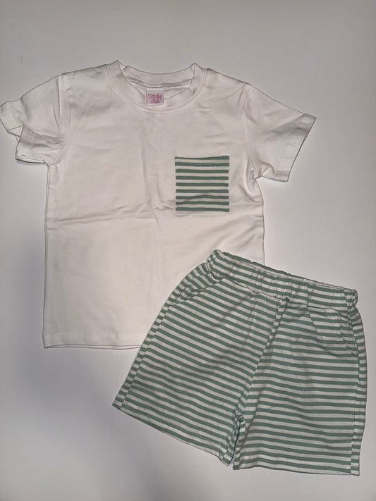#106: 3T Stitchy Fish Teal/White Set NWOT