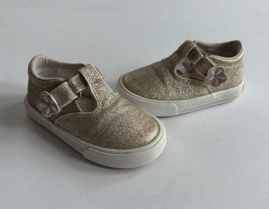 #101 Cupcakes & Cashmere Gold Glitter Shoes Girls Size 5