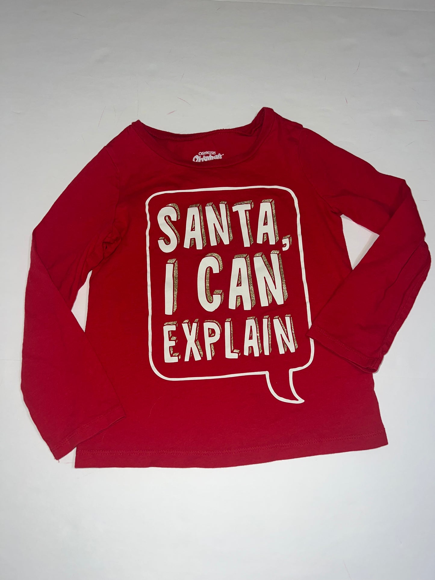 #78 girls 5 Oshkosh "Santa I can explain" shirt
