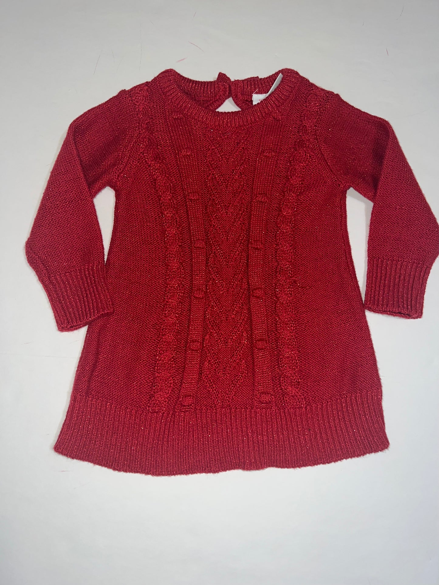 #78 girls 9-12 months Place red sweater dress