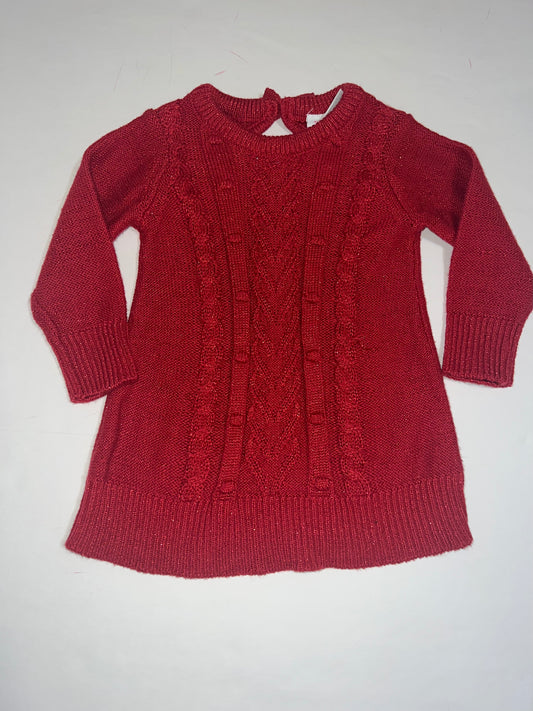 #78 girls 9-12 months Place red sweater dress