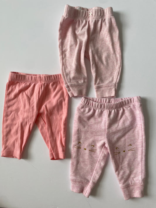 #3 Carters 3-pack pink sweat pants girls size NB