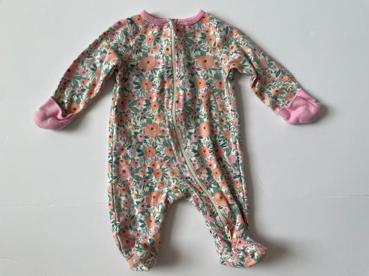 #3 Wonder Nation floral print footed pajamas girls size NB