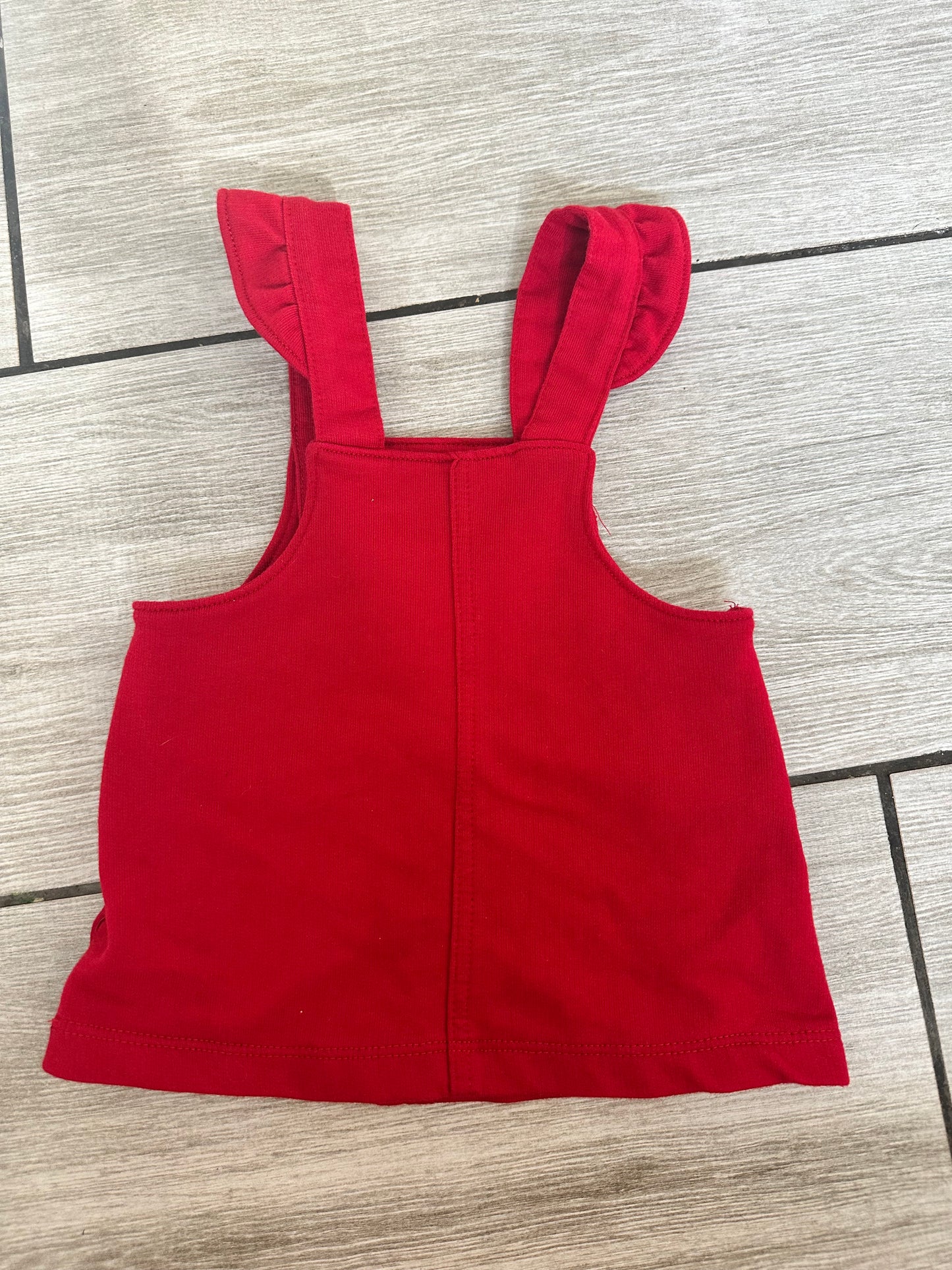 #111 Carters Reindeer Red Overall Dress 0-3 Month