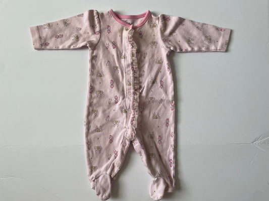 #3 Carters pink princess footed pajamas girls size 0-3 month