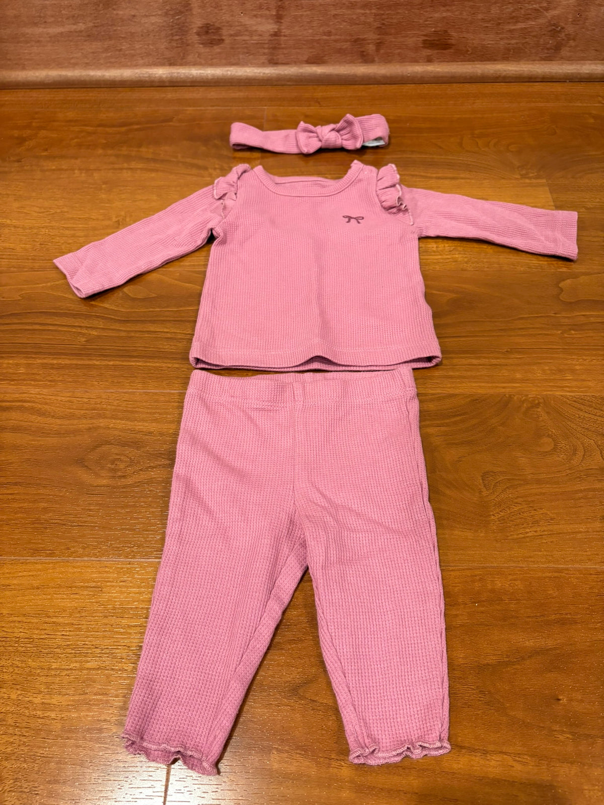 Girls 3 Months Carter's Mauve Waffle Knit Outfit with Headband