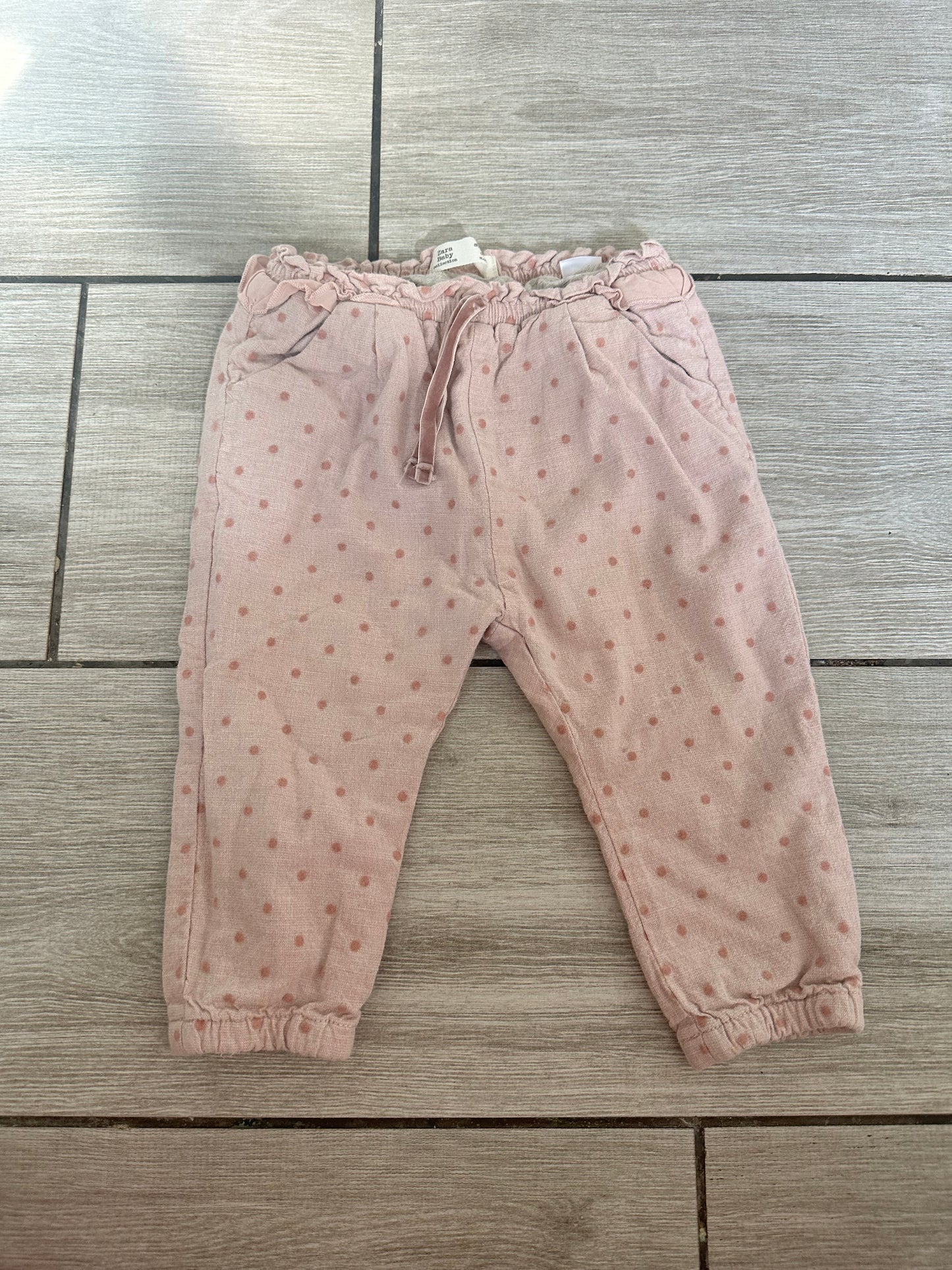 #111 Zara Baby Pink Polka Dot Double Lined Pant 12-18 Monthz