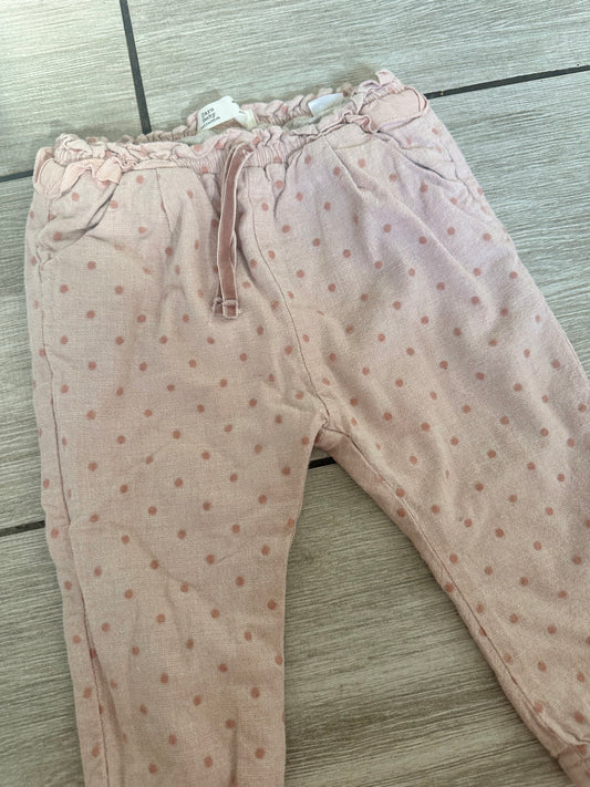 #111 Zara Baby Pink Polka Dot Double Lined Pant 12-18 Monthz