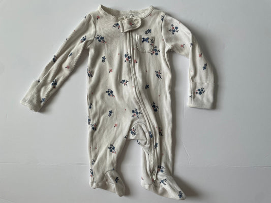 #3 Carters white floral footed pajamas girls size NB