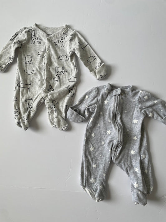 #3 Carters gray footed sleeper 2-pack gender neutral size NB - PRICE REDUCED