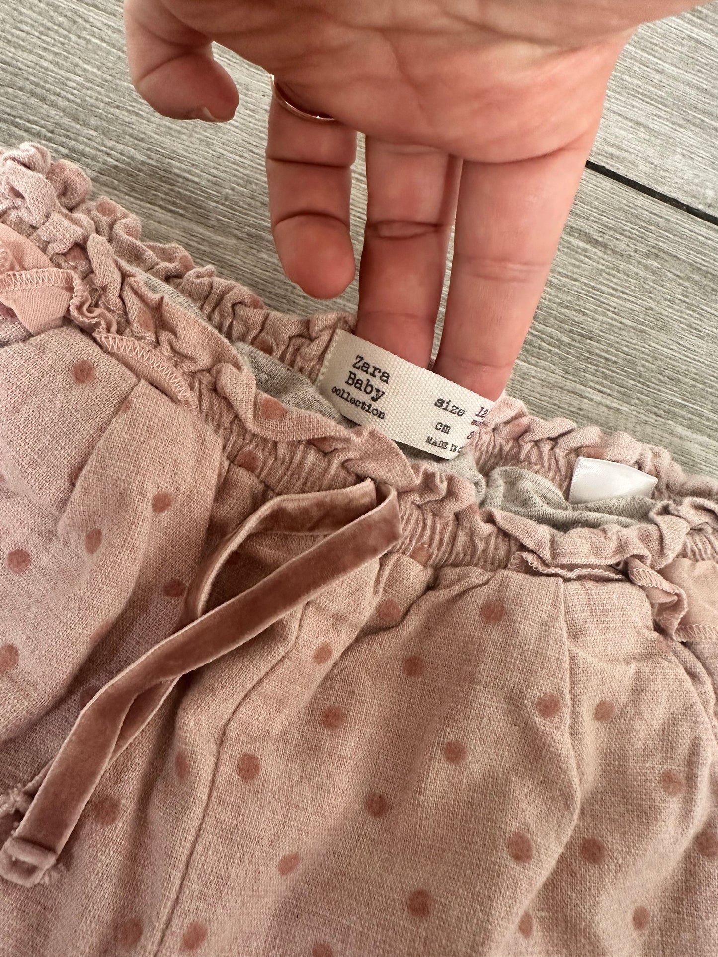 #111 Zara Baby Pink Polka Dot Double Lined Pant 12-18 Monthz