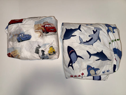 #106: Pottery Barn Full Size Flat Sheets (Cars & Sharks)