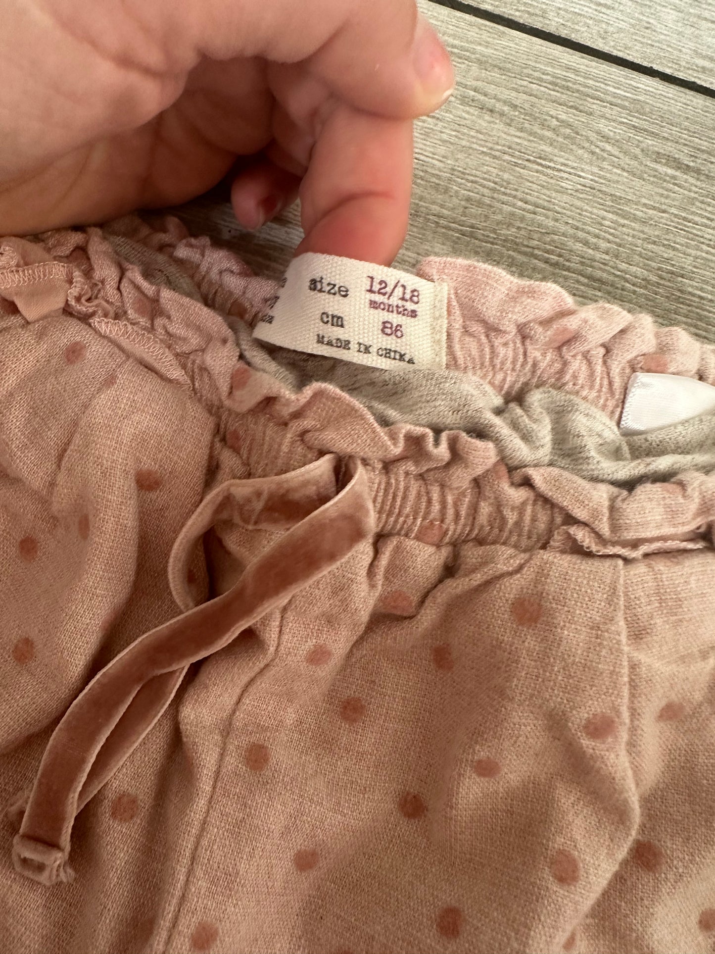 #111 Zara Baby Pink Polka Dot Double Lined Pant 12-18 Monthz