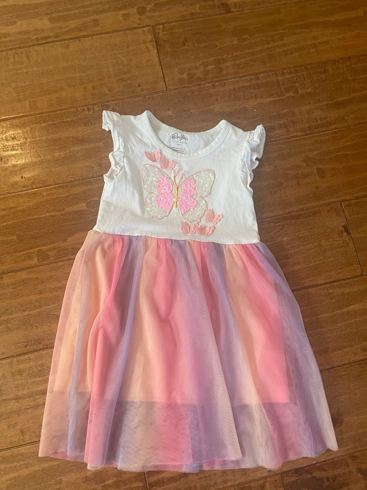 #199 Girls butterfly tulle dress size 3