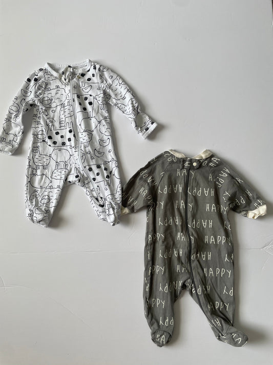 #3 Carters & Gerber gray footed pajama 2-pack gender neutral size NB - PRICE REDUCED