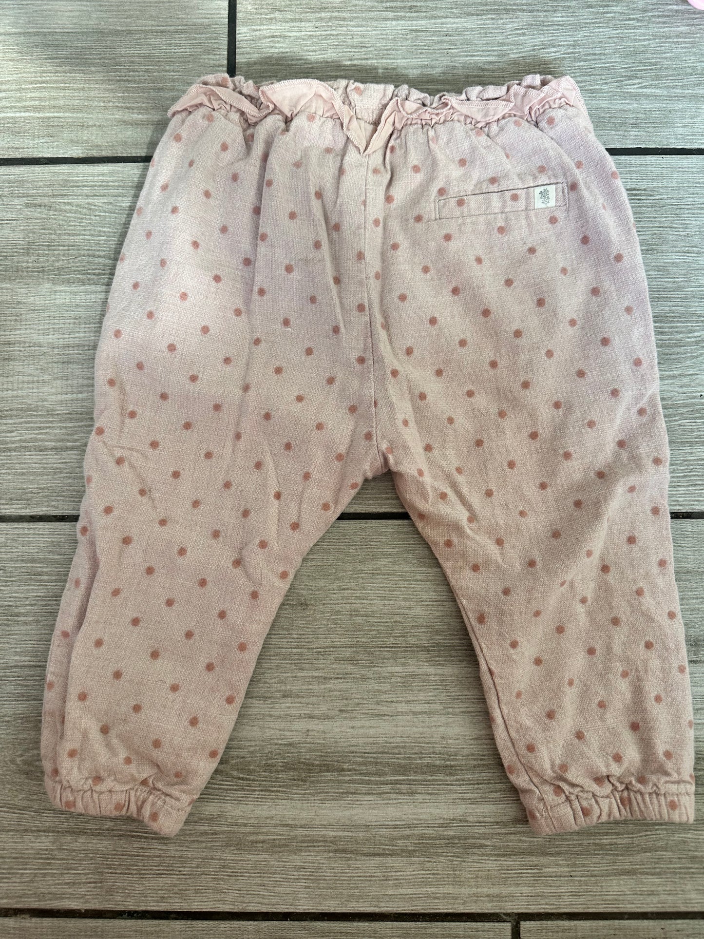 #111 Zara Baby Pink Polka Dot Double Lined Pant 12-18 Monthz