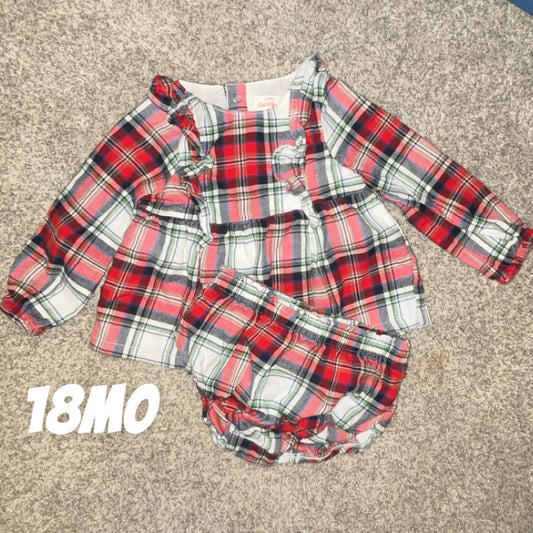 205 - 18mo Cat & Jack Holiday Plaid Outfit