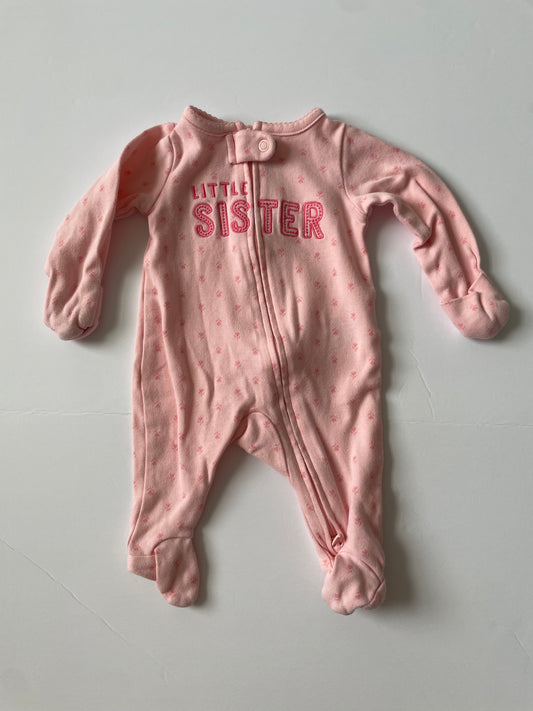 #3 Carters pink little sister footed pajamas girls size NB