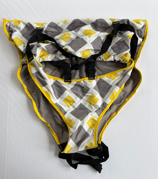 #101 Portable Fabric Travel High Chair Gray Yellow