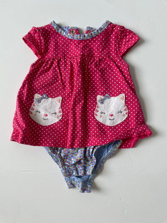 #Carters pink kitten dress girls size 0-3 mo